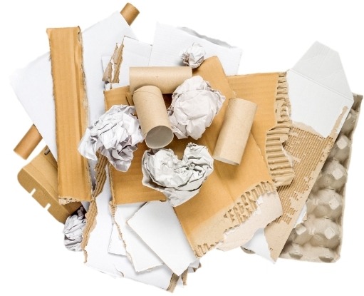 Toilet paper rolls and cardboard piled up to show biodegradable materials
