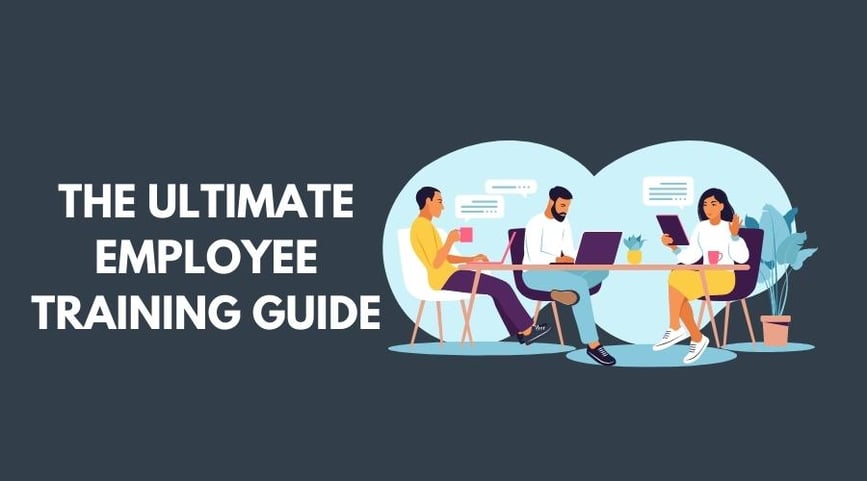 Example of an employee training guide with people sitting at a table discussing