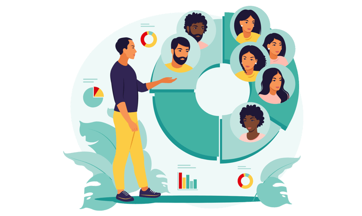 graphic of person working on segmentation for marketing campaign