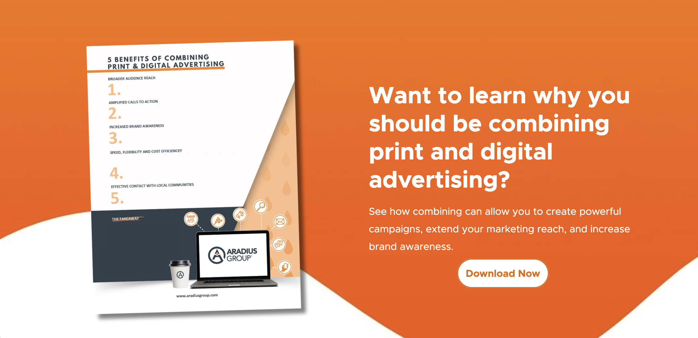 landing page for '5 benefits of combining print & digital advertising'