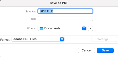 Save as PDF box