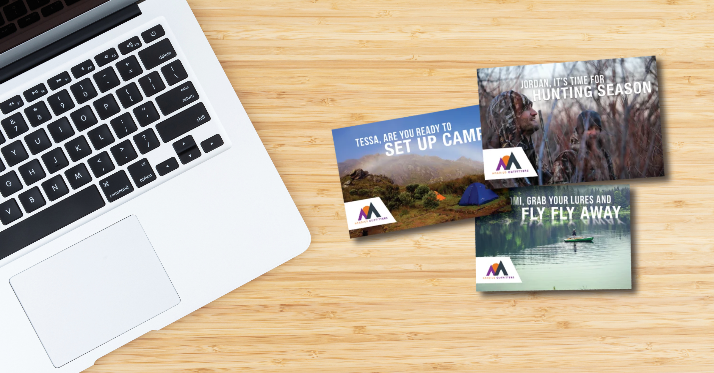 personalized direct mail pieces on a desk